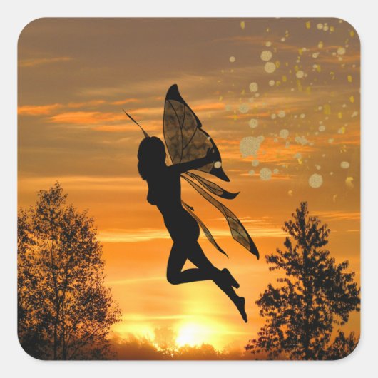 Sticker Carré Fée coucher de soleil (Devant)