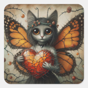 Sticker Carré Fée de chat