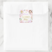 Sticker Carré Fée de jardin enchantée anniversaire à thème (Sac)