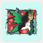 Sticker Carré Fée de solstice de Noël RedGreen (Devant)