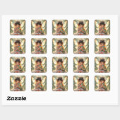 Sticker Carré Fée et Dragon | Chibi Conte de Fées Anime (Feuille)
