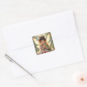 Sticker Carré Fée et Dragon | Chibi Conte de Fées Anime (Enveloppe)