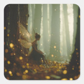 Sticker Carré Fée magique Enchantée Forêt automne automne Pixie (Devant)