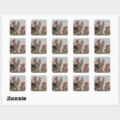 Sticker Carré Fée rose mignonne sur Zebra Unicorn Floral Art (Feuille)