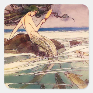 Sticker Carré Fée "Sirène" par Alice B Woodward