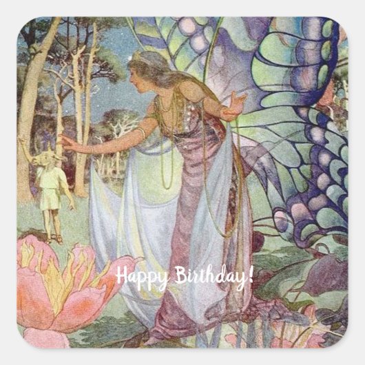 Sticker Carré Fée vintage (Devant)