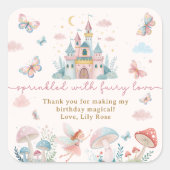 Sticker Carré Fée Whimsical 1er anniversaire Merci (Devant)