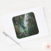 Sticker Carré Fées forestières et château de cascade (Enveloppe)