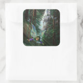 Sticker Carré Fées forestières et château de cascade (Sac)