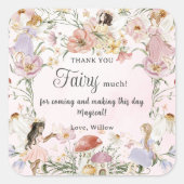 Sticker Carré Fées Whimsical Anniversaire Fleur Jardin prairie (Devant)