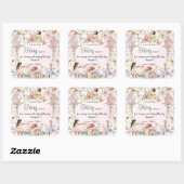 Sticker Carré Fées Whimsical Anniversaire Fleur Jardin prairie (Feuille)