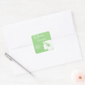 Sticker Carré Feijoa vert et blanc Mariage Hibiscus (Enveloppe)