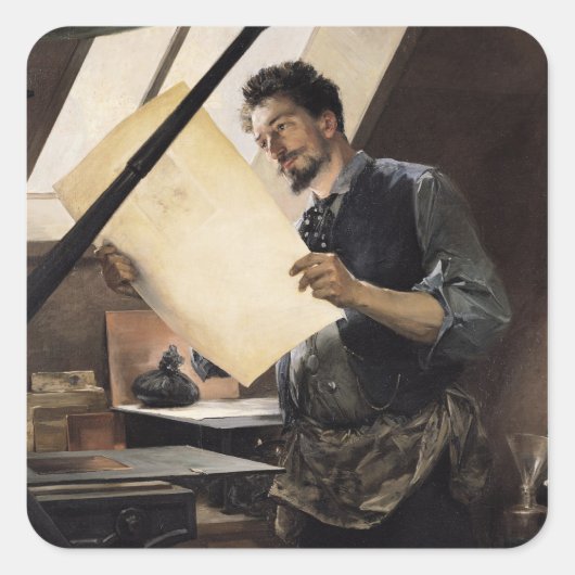 Sticker Carré Felicien Rops dans son studio (Devant)