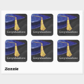 Sticker Carré Félicitations bleu et noir (Feuille)