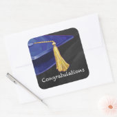 Sticker Carré Félicitations bleu et noir (Enveloppe)