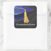 Sticker Carré Félicitations bleu et noir (Sac)