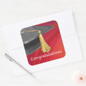 Sticker Carré Félicitations Diplômé Noir et Rouge (Enveloppe)