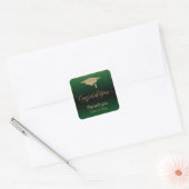 Sticker Carré Félicitations Gold Confetti Graduation Green (Enveloppe)