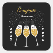 Sticker Carré Félicitations Grad Graduation Gold Custom (Devant)