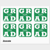 Sticker Carré Félicitations Grad Green (Feuille)