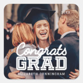 Sticker Carré Félicitations Grand Moderne Simple Preppy Photo (Devant)