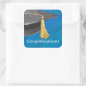 Sticker Carré Félicitations noir et bleu (Sac)