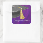 Sticker Carré Félicitations noir et pourpre (Sac)