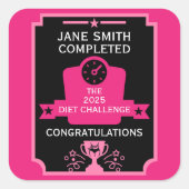 Sticker Carré Félicitations pour perte de poids (Devant)