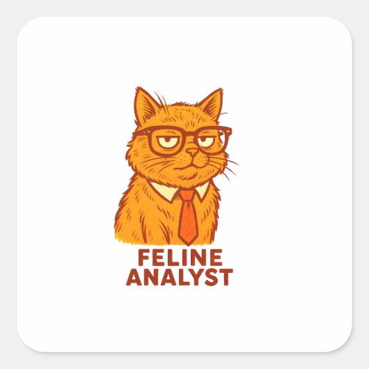 Sticker Carré Feline Analyst Retro Cat Mug – Cat Lover Gift (Devant)