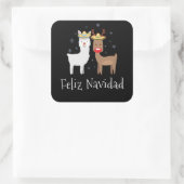 Sticker Carré Feliz Llamadad Navidad Christmas Llama Cadeau (Sac)