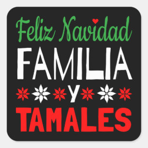 Sticker Carré Feliz Navidad Familia Y Tamales
