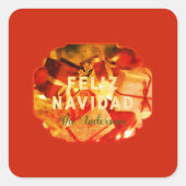 Sticker Carré Feliz Navidad Red Gold Joyeux Noël moderne (Devant)