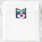 Sticker Carré Femme Abstraite en lunettes de soleil avec réflexi (Sac)