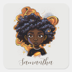 Sticker Carré Femme afro-américaine - Brown torrents