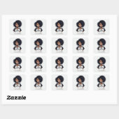 Sticker Carré Femme afro chic et classique (Feuille)