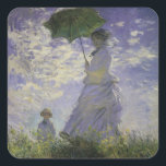 Sticker Carré Femme avec parasol par Claude Monet, Art Vintage<br><div class="desc">La promenade, Camille Monet et Son Fils Jean (Femme avec un Parasol) (1875) de Claude Monet est une vintage peinture impressionniste de famille de portrait. Une mère se promène avec son jeune enfant dans un champ ou dans une prairie printanière. Elle tient un parasol et porte une belle robe qui...</div>