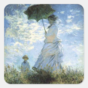 Sticker Carré Femme avec un parasol
