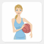 Sticker Carré Femme Basketballer (Devant)