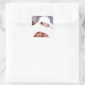 STICKER CARRÉ FEMME DANS LA NEIGE, MODE DE BEAUTÉ HIVER (Sac)