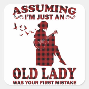 Sticker Carré Femme de guitare Supposant que je ne suis qu'une v