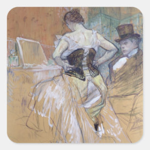 Sticker Carré Femme de Henri De Toulouse-Lautrec   à sa