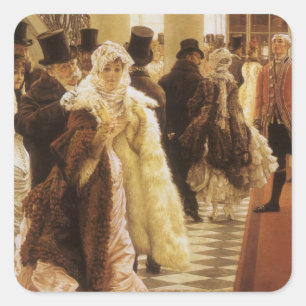 Sticker Carré Femme de mode par Tissot, Art Victorien Vintage