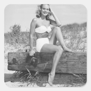Sticker Carré Femme en Bikini