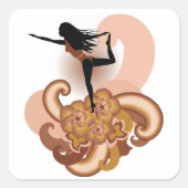Sticker Carré Femme faisant du yoga (Devant)