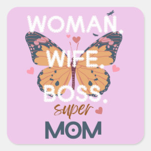 Sticker Carré Femme, femme, patron, super maman