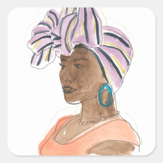 Sticker Carré Femme forte et belle (Devant)