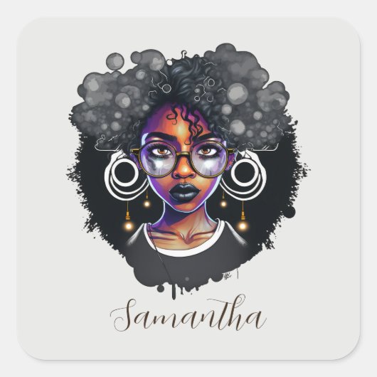 Sticker Carré Femme Goth Afro (Devant)