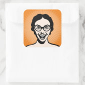 Sticker Carré Femme heureuse (Sac)