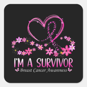 Sticker Carré Femme I'm A Survivor Cancer du sein Sensibilisatio
