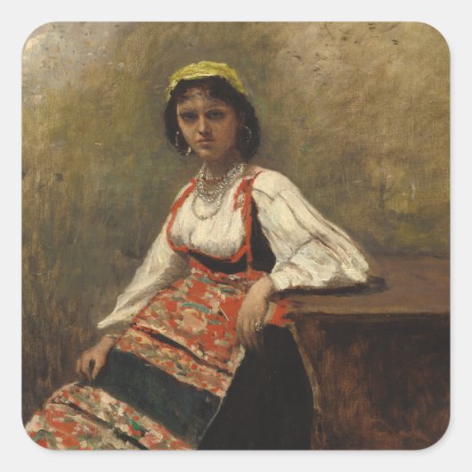 Sticker Carré Femme italienne (La Morieri) par Corot (Devant)